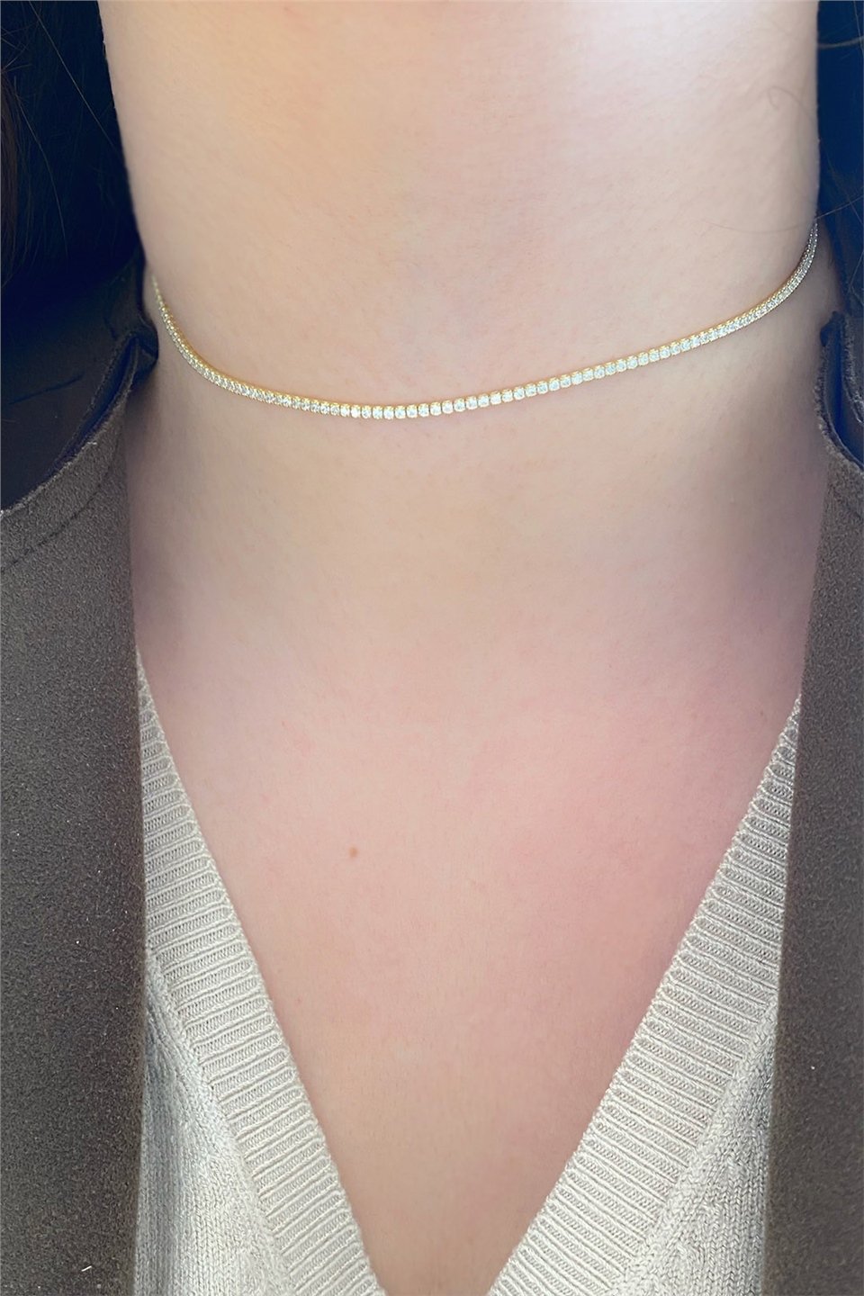 Beyaz Taşlı Suyolu Choker