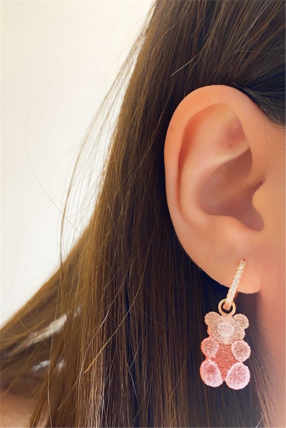 Turuncu Beyaz Candy Jelibon Küpe