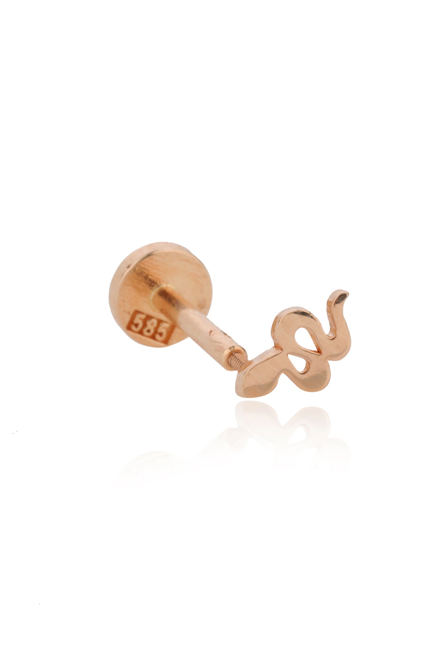 Mini Yılan Tragus 14 Ayar Altın Piercing
