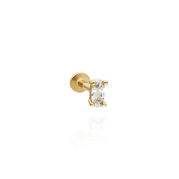 Tek Oval Tragus 14 Ayar Altın Piercing