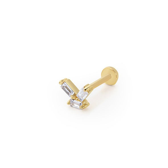 Üç Baget V Tragus 14 Ayar Altın Piercing