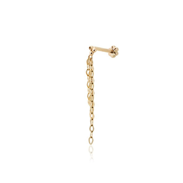 Top Ve Zincir Sallantılı Tragus 14 Ayar Altın Piercing