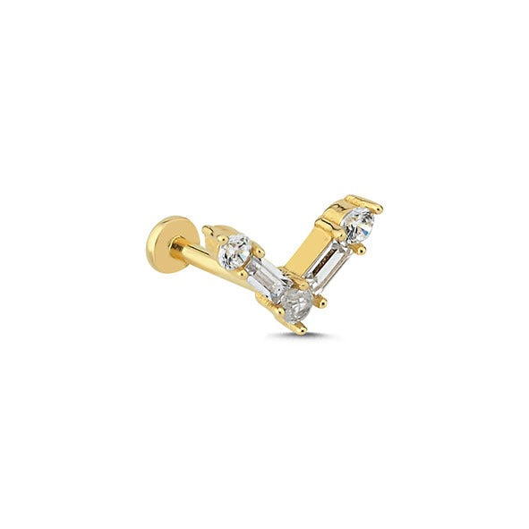 Baget Ve Tektaş V Tragus 14 Ayar Altın Piercing