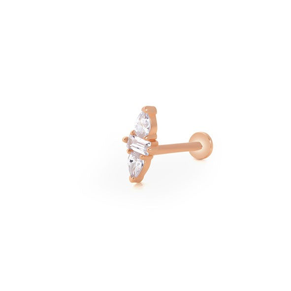 İki Damla Bir Baget 14 Ayar Altın Piercing