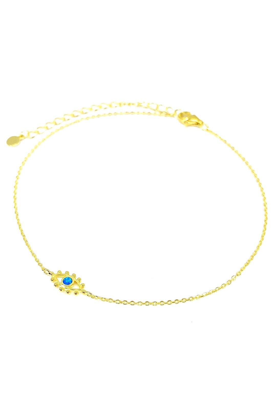 Top Göz Mavi Opal Gümüş Halhal