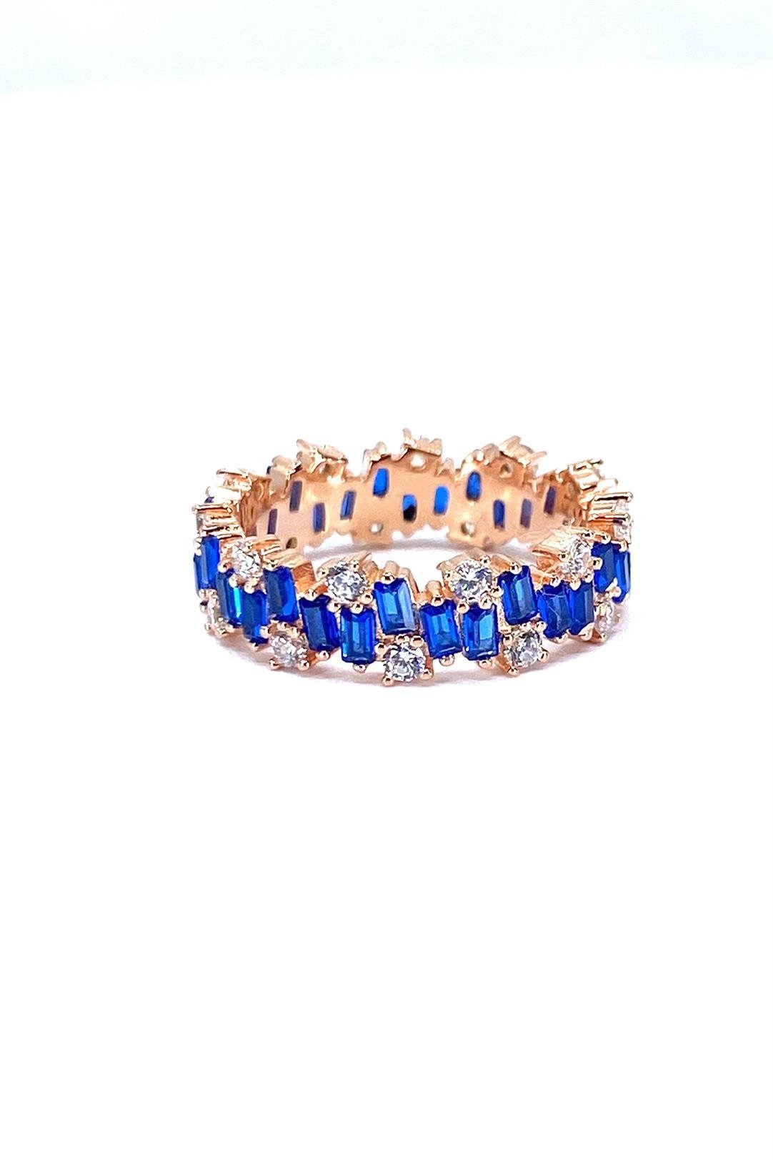 Lacivert Düz Baget Gümüş Yüzük