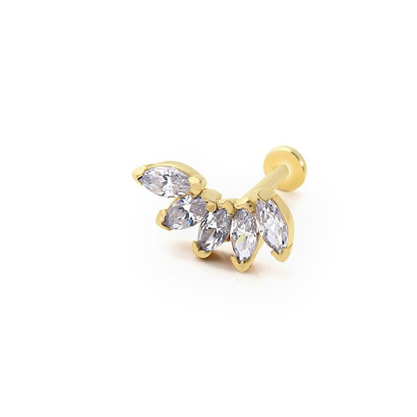 Mini Beş Markiz Taç 14 Ayar Altın Piercing
