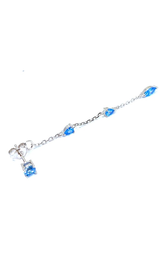 Aquamarine İki Damla Ve Markiz Sallantılı Gümüş Küpe