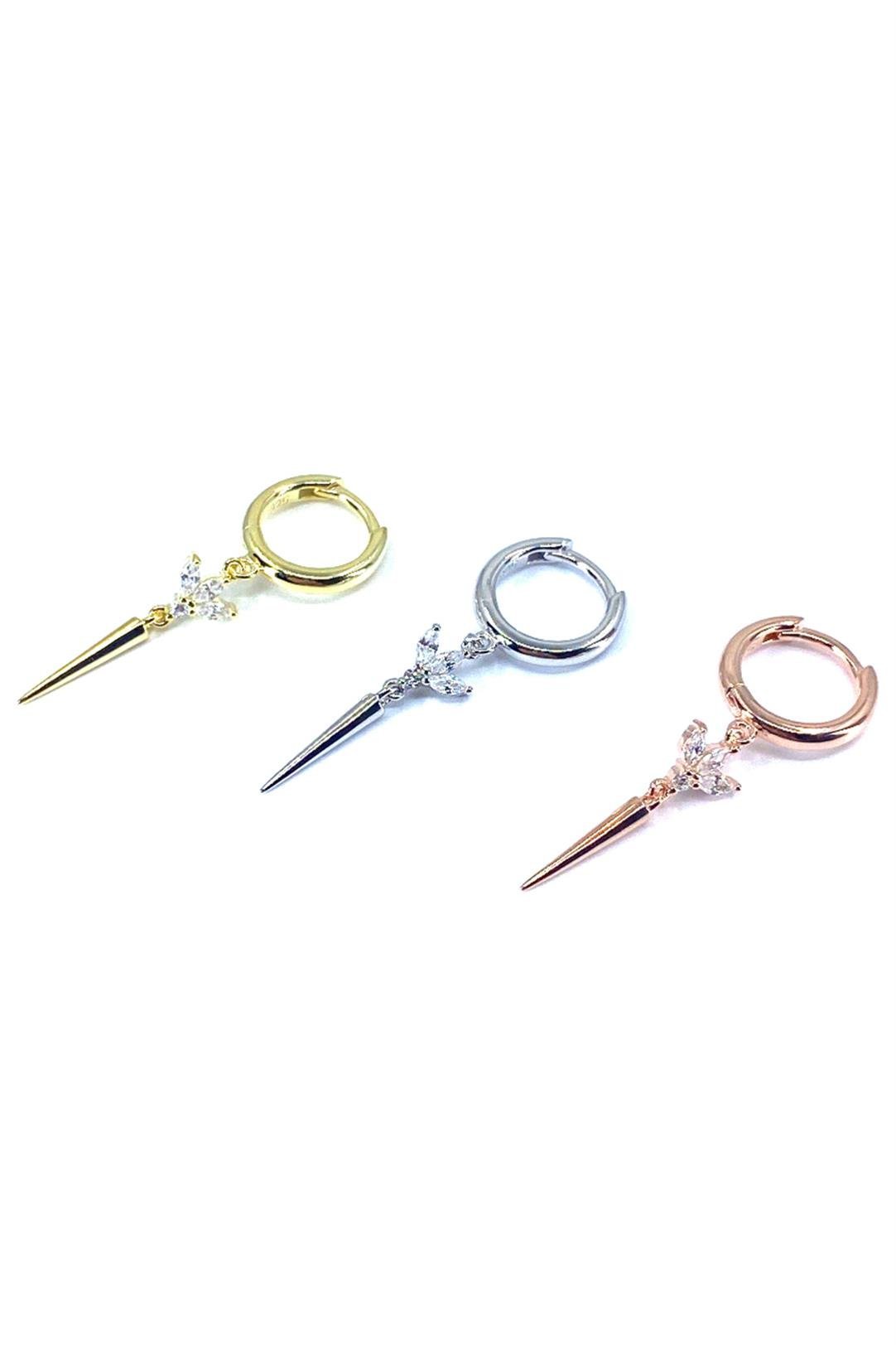 Mini Lotus Ve Kurşun Gümüş Küpe