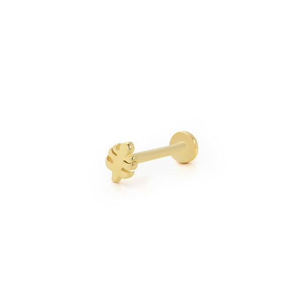 Taşsız Mini Yaprak 14 Ayar Altın Piercing