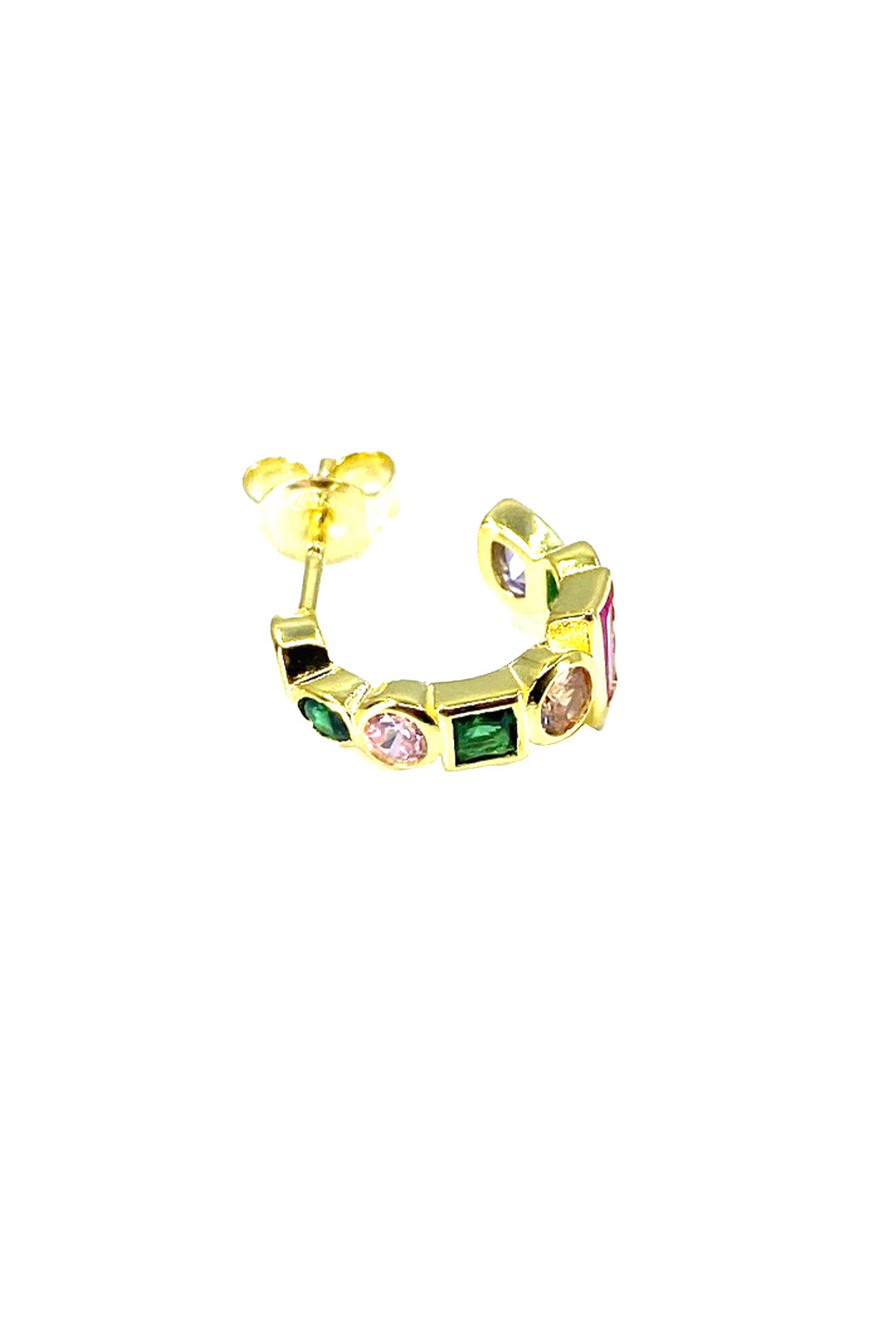 Rainbow Damla Oval Baget Gümüş Açık Halka Küpe