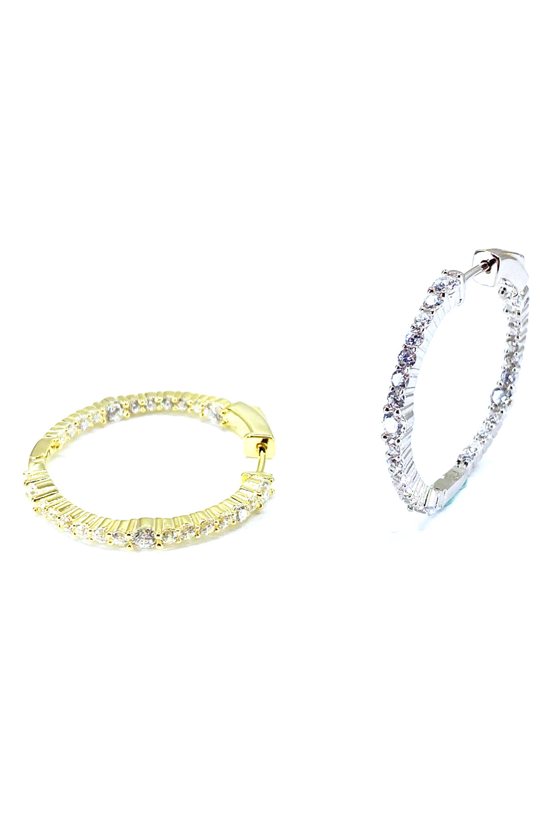 Yirmi Altı Taş Gümüş Halka Küpe 30 Mm