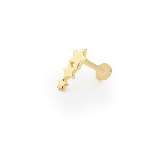 Taşsız Üç Yıldız 14 Ayar Altın Piercing