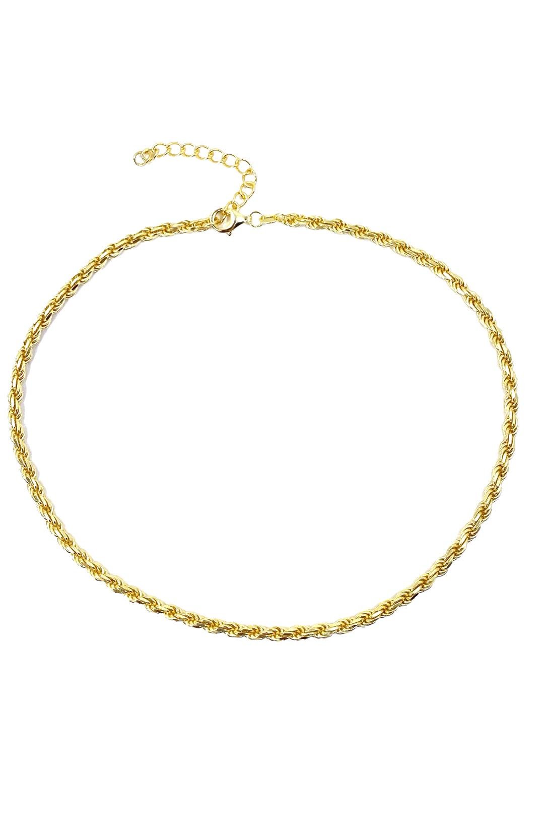 Taşsız Kalın Burgu Zincir Gümüş Choker