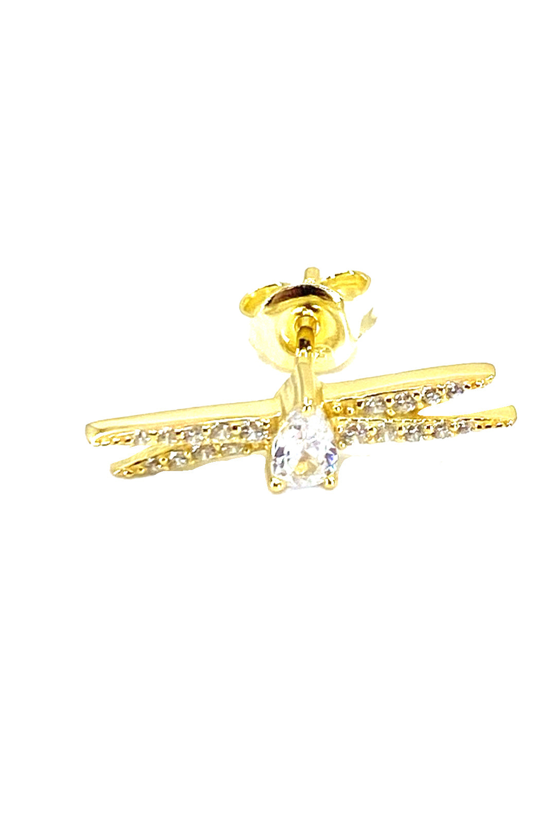 Damla Taş Detay Uzun X Gümüş Çivili Küpe