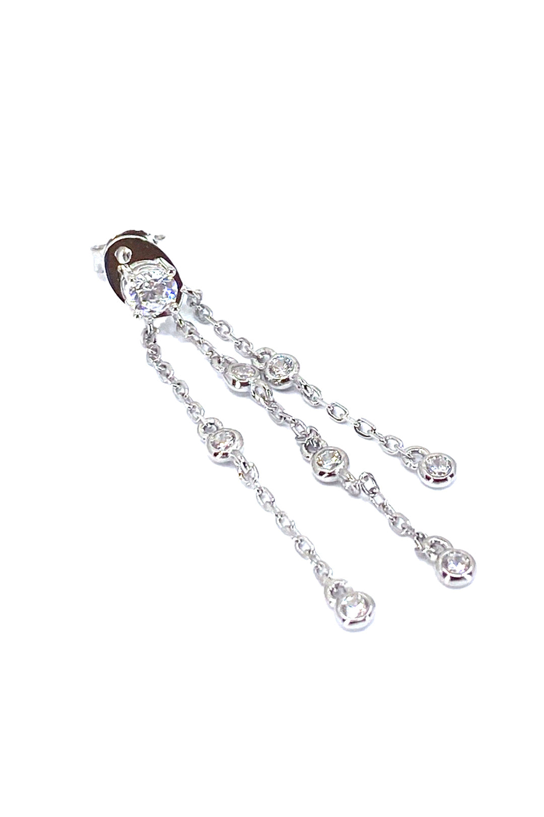 Tektaş Üç Sıra Saçaklı Tohum Gümüş Çivili Küpe