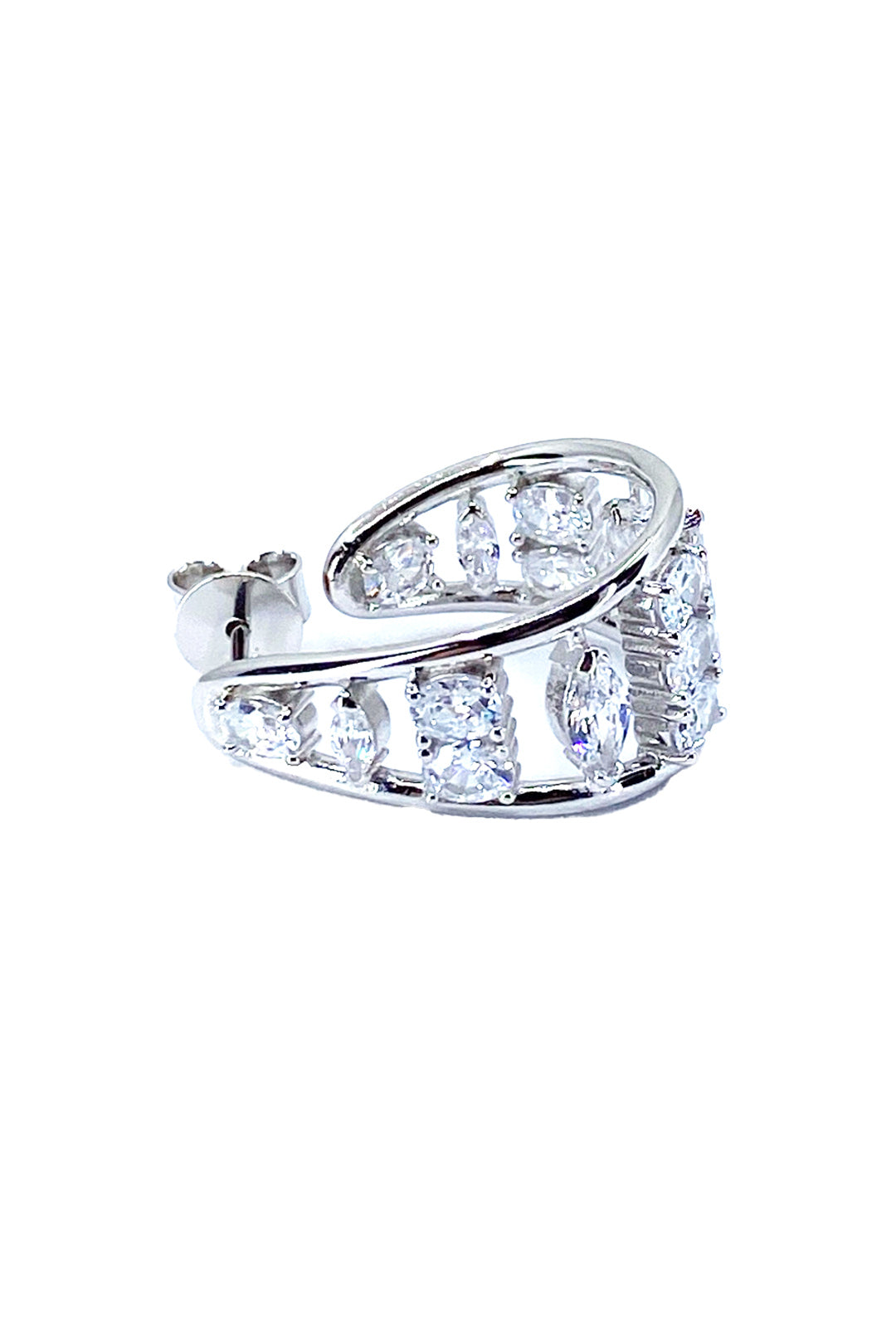 Oval Ve Markiz Damla Gümüş Küpe