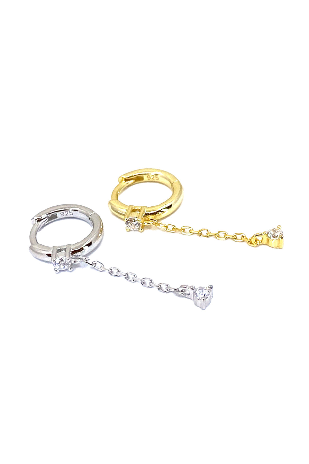 Tektaş Sallantılı Tektaş Gümüş Halka Küpe