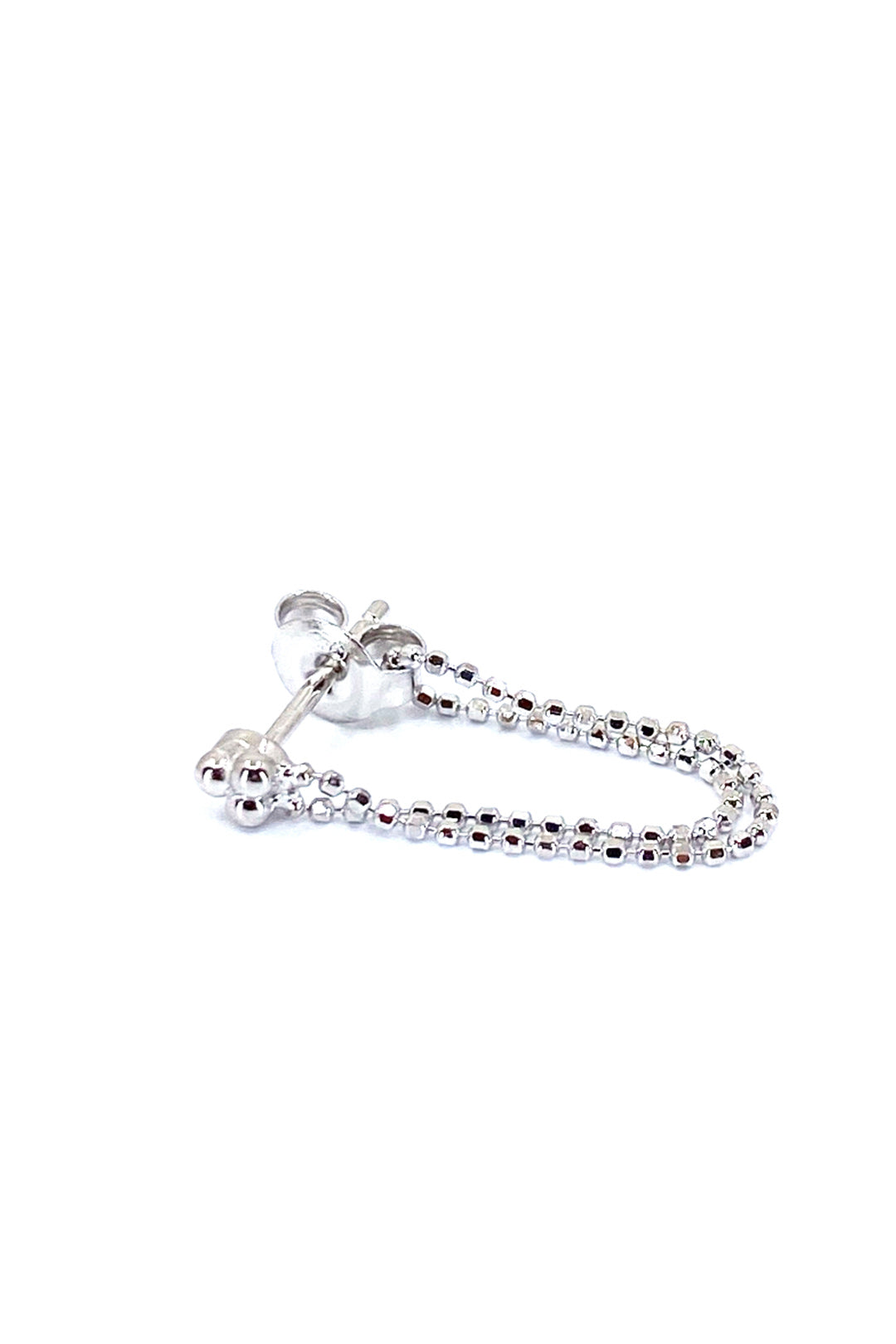 Mini Üç Top Detay Top Zincir Klips Gümüş Küpe