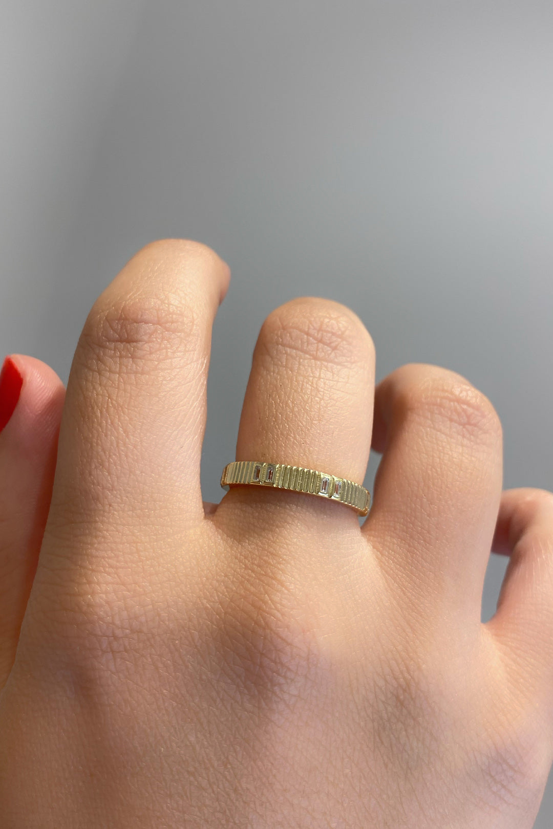 İki Baget Tırtık Detay Gümüş Yüzük