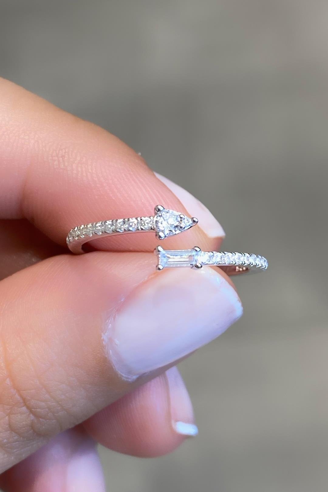 Tek Damla Tek Baget İnce Gümüş Yüzük