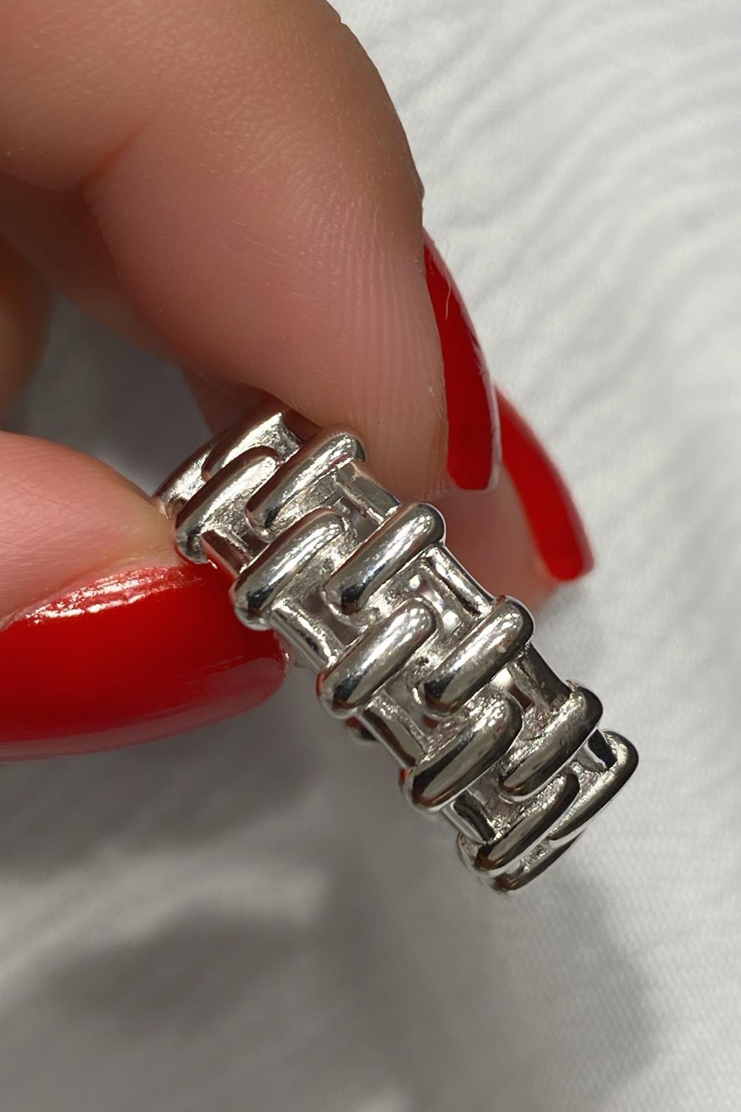 Taşsız İç İçe Çit Gümüş Yüzük