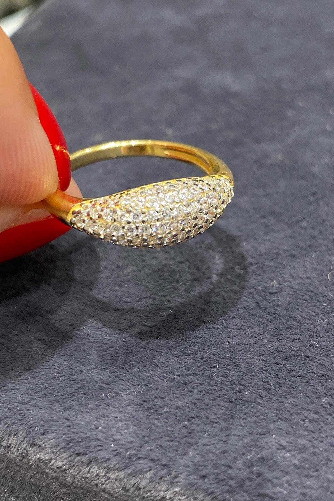 İnce Taşlı Bomby Gümüş Serçeparmak Yüzük