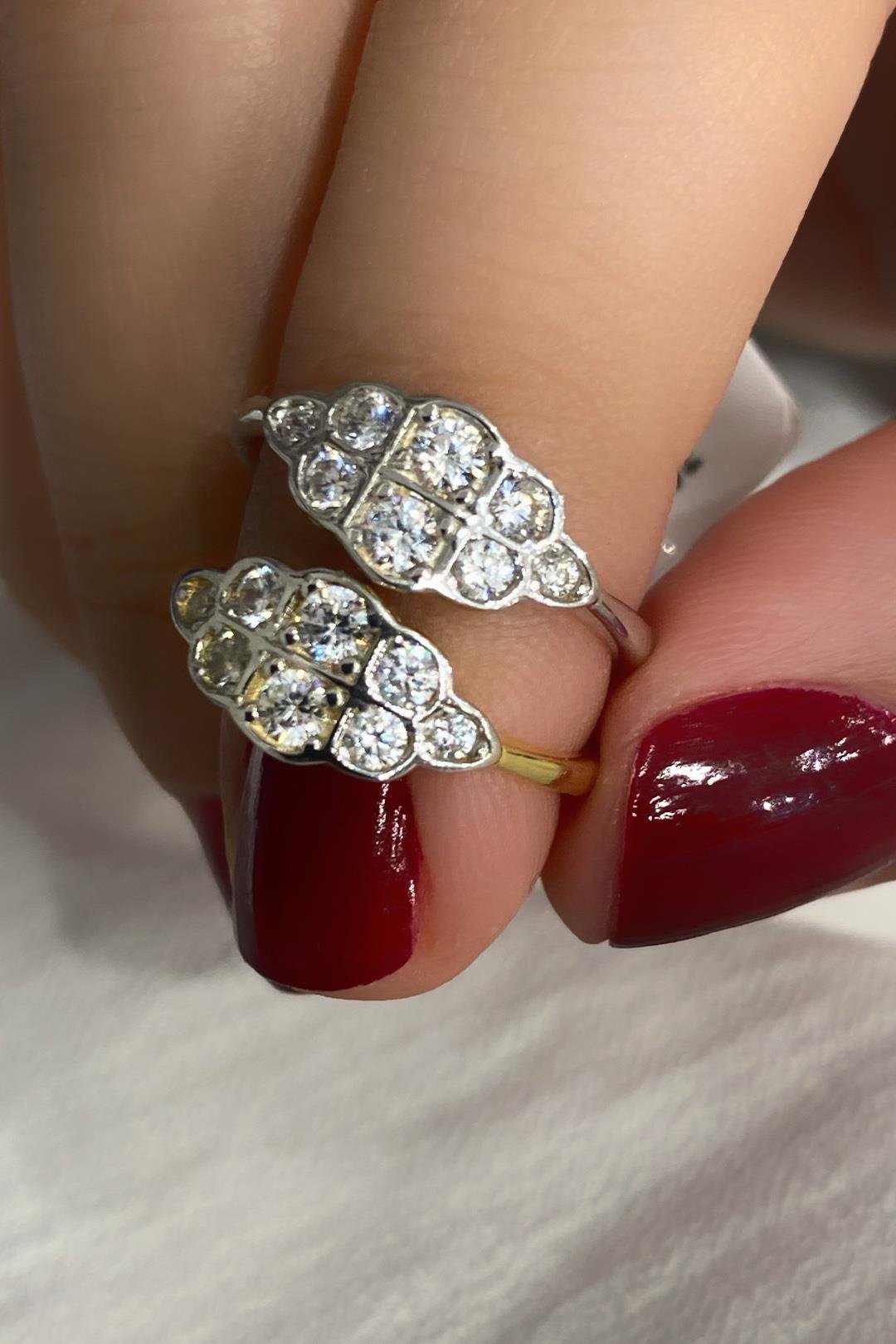 Beyaz Taşlı Bulut Serçe Gümüş Yüzük