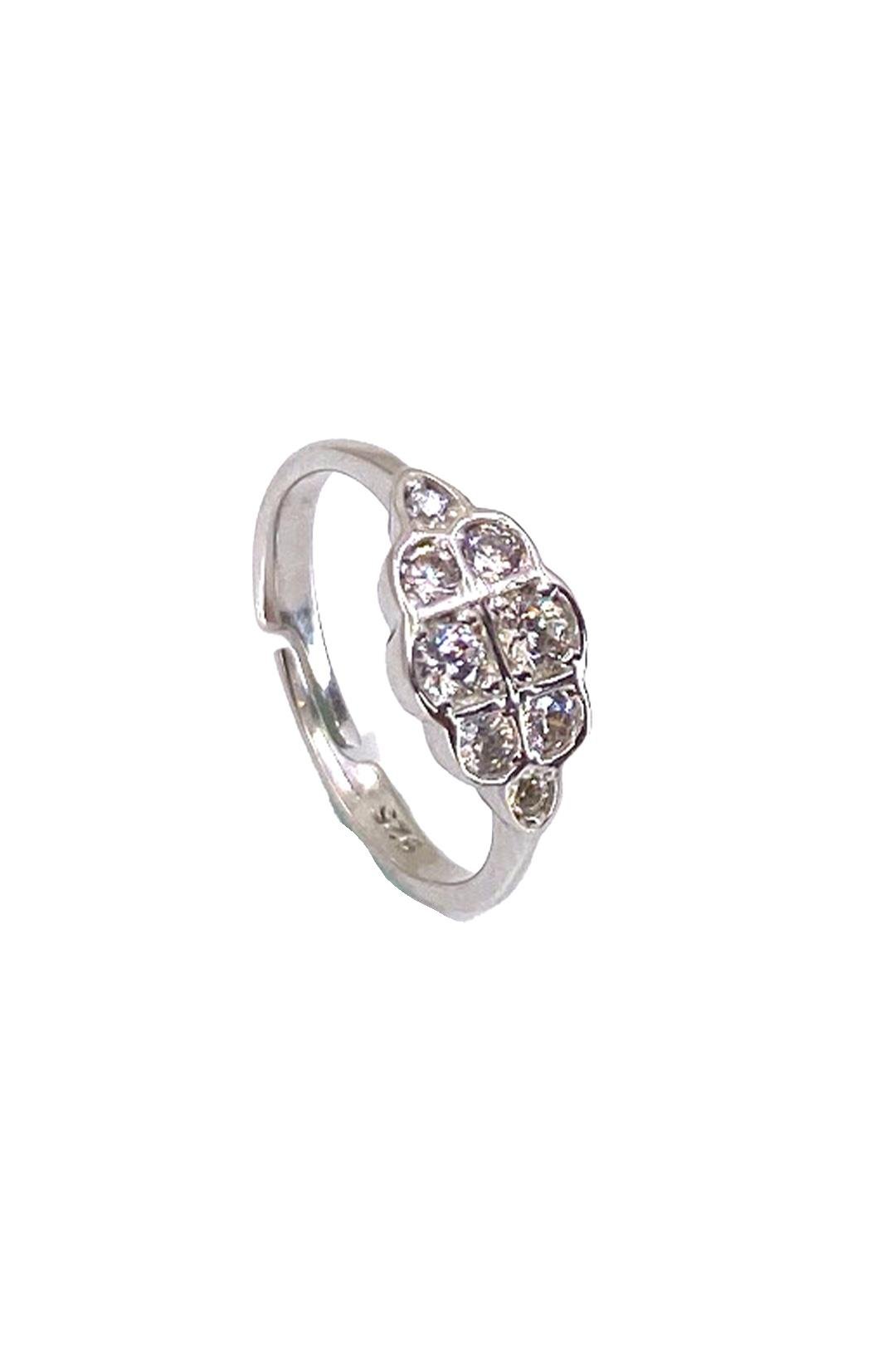 Beyaz Taşlı Bulut Serçe Gümüş Yüzük