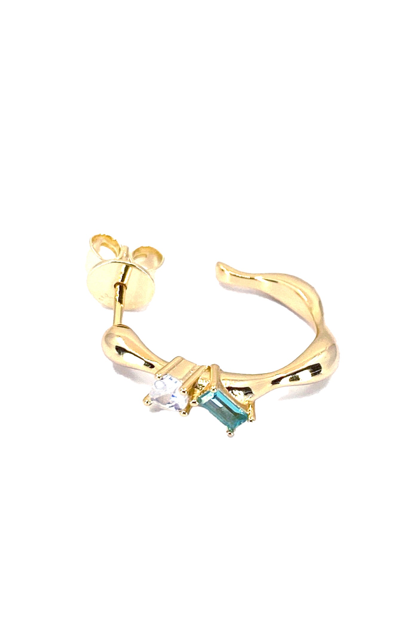 Yeşil Baget Beyaz Damla Kemik Açık Halka Küpe