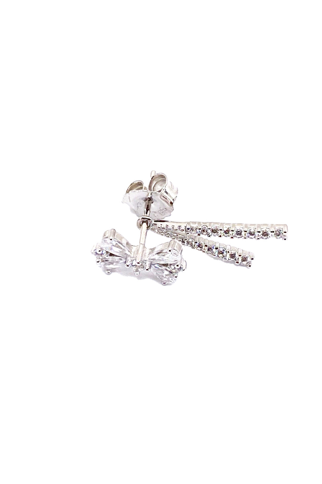 İki Çubuk Sallantılı Dört Damla Kurdele Gümüş Çivili Küpe