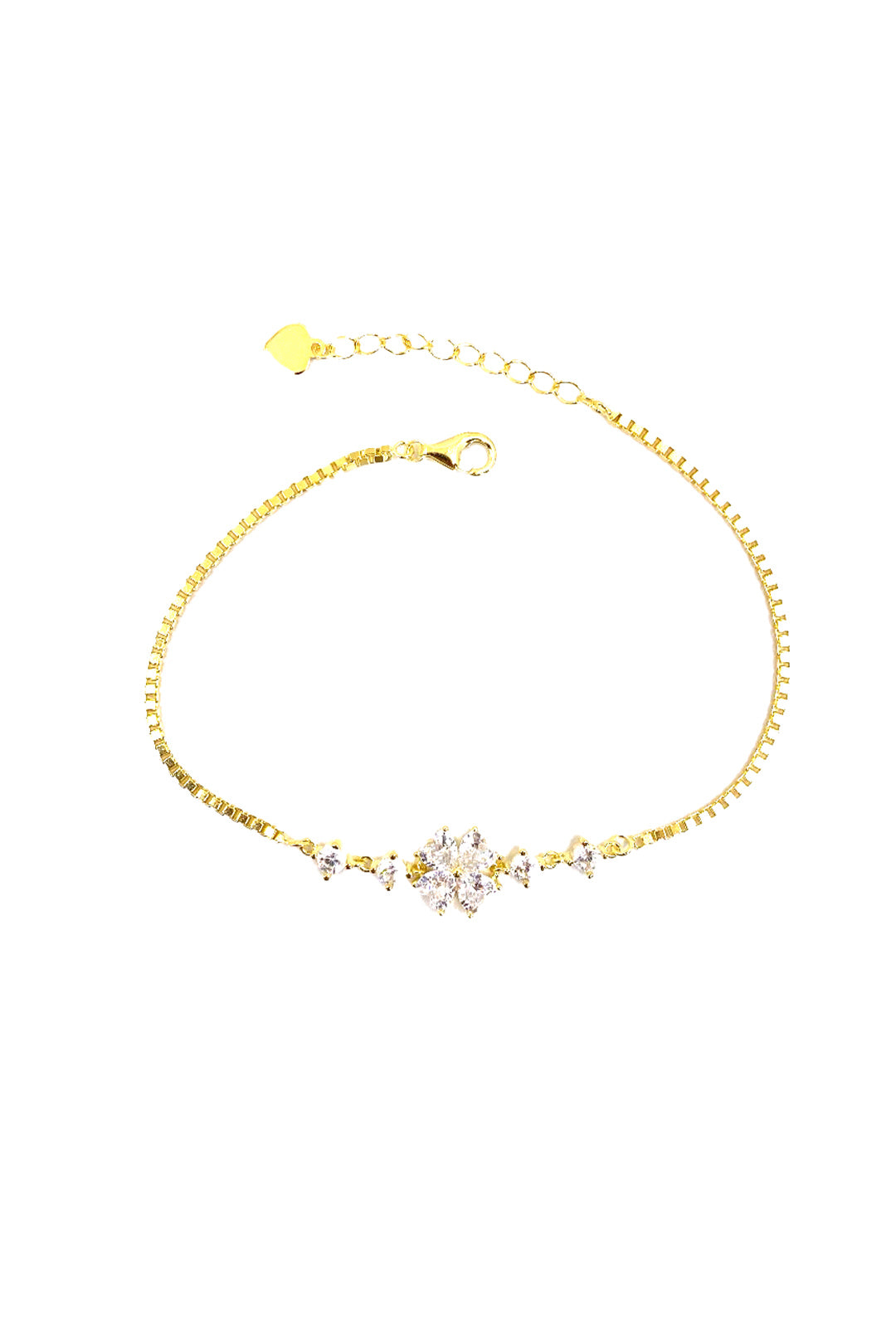 Dört Taş Ve Dört Kalp Yonca Gümüş Bileklik