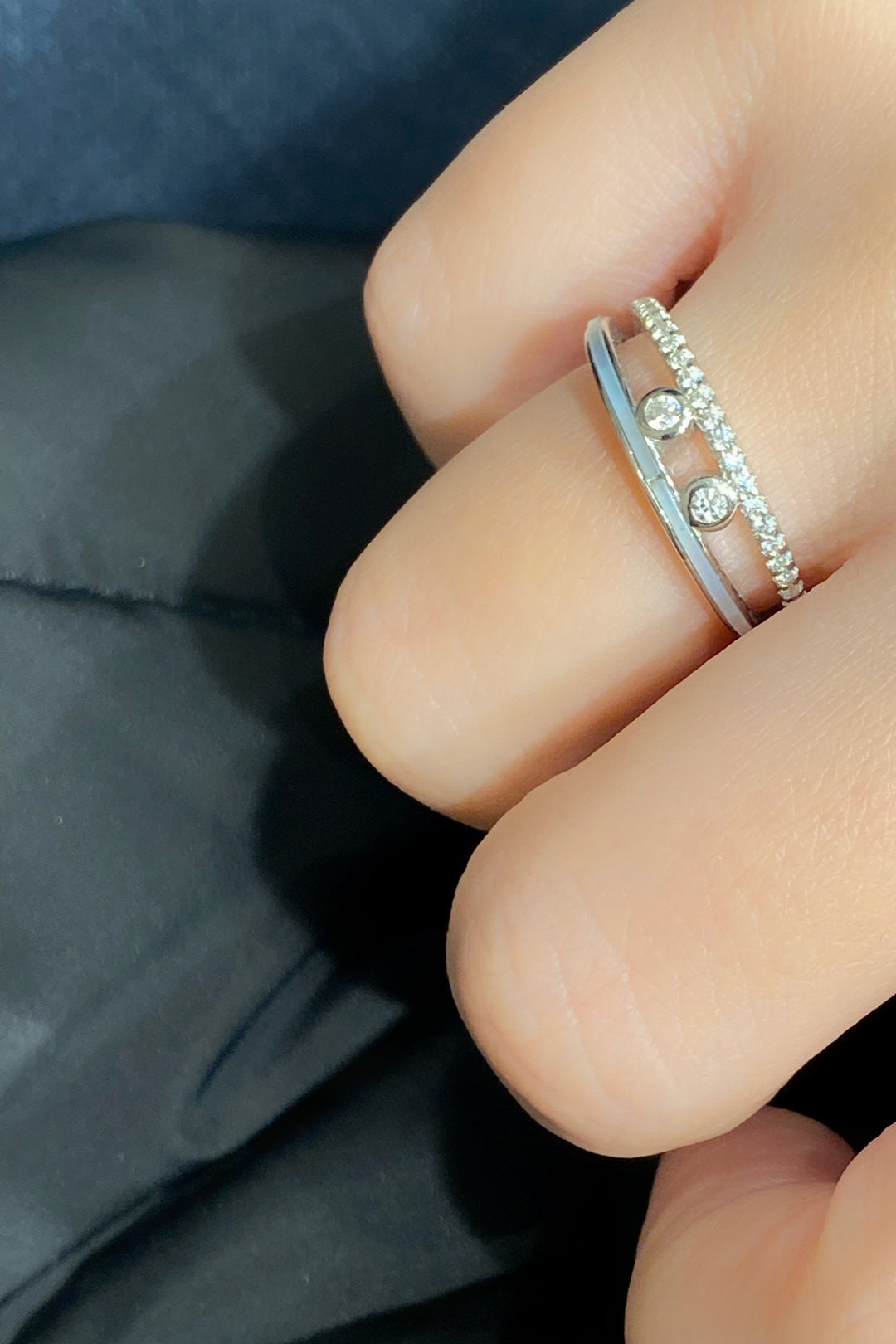 Tohum Sedef Ve Taş Detay İki Sıra Gümüş Yüzük