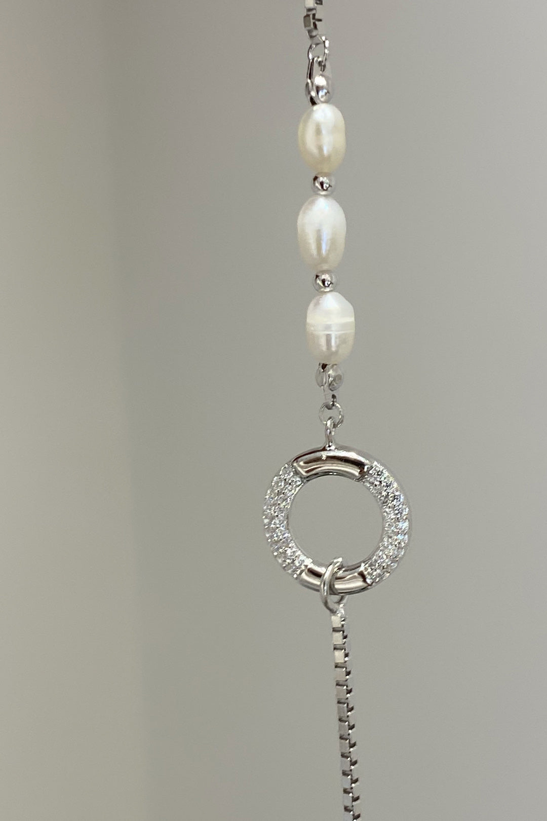 Çember Ve Üç İnci Gümüş Bileklik