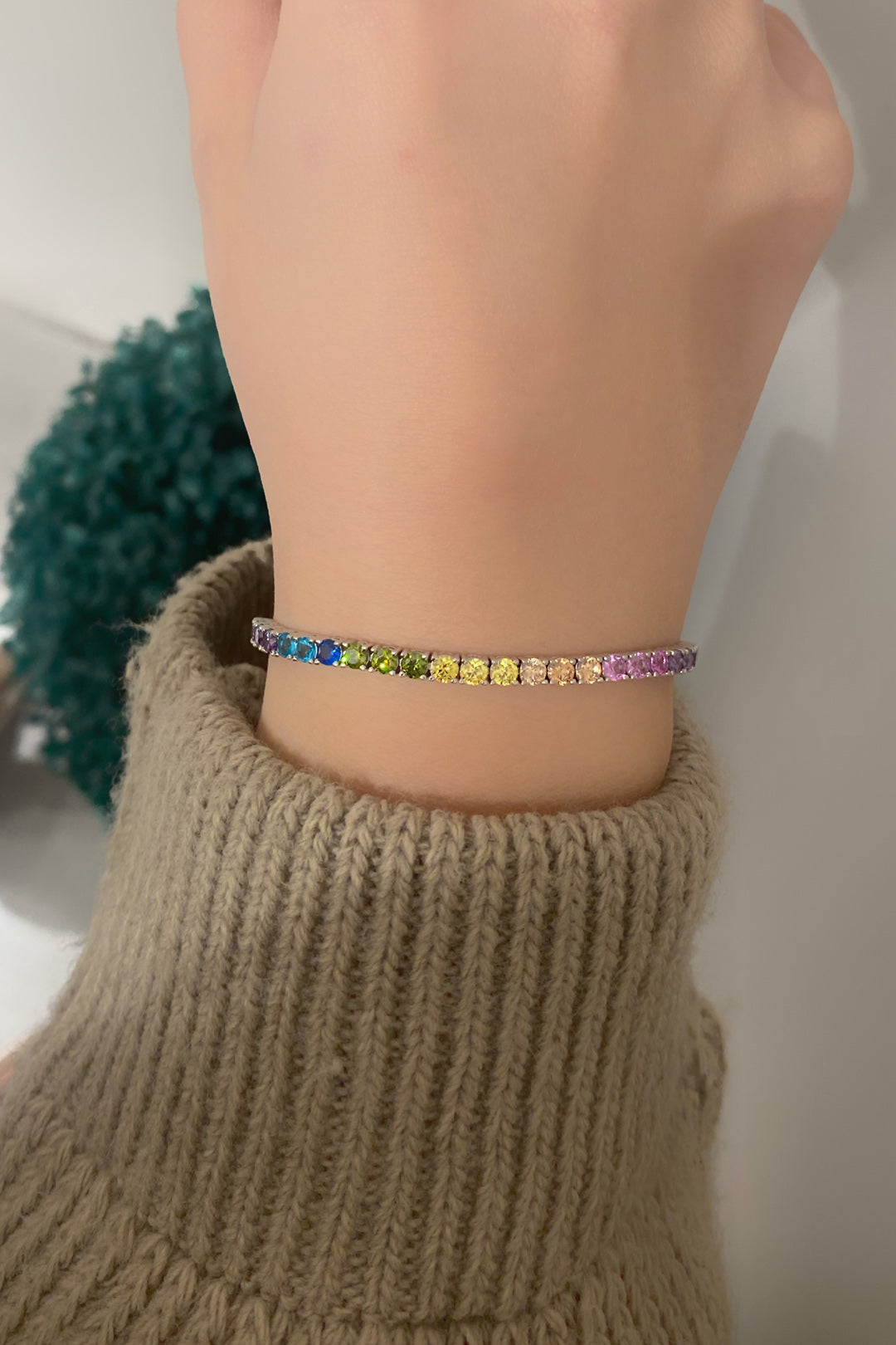 Rainbow Suyolu Gümüş Bileklik 3 Mm