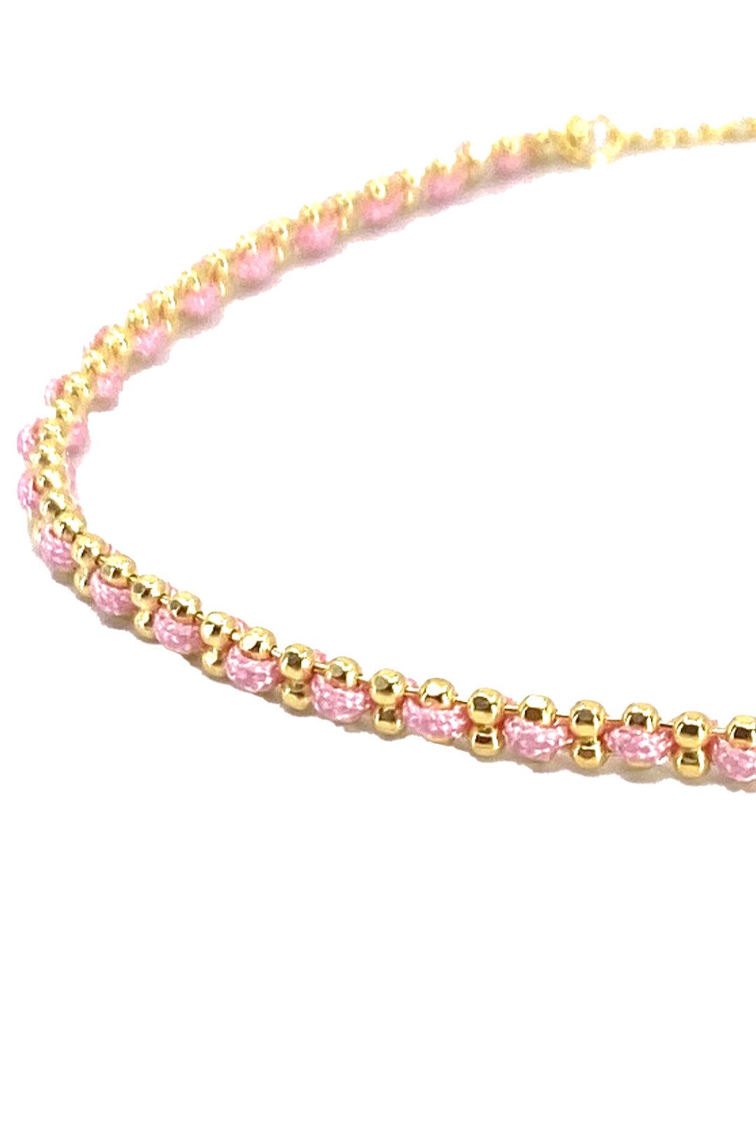 Top Ve Pembe İp Gümüş Bileklik