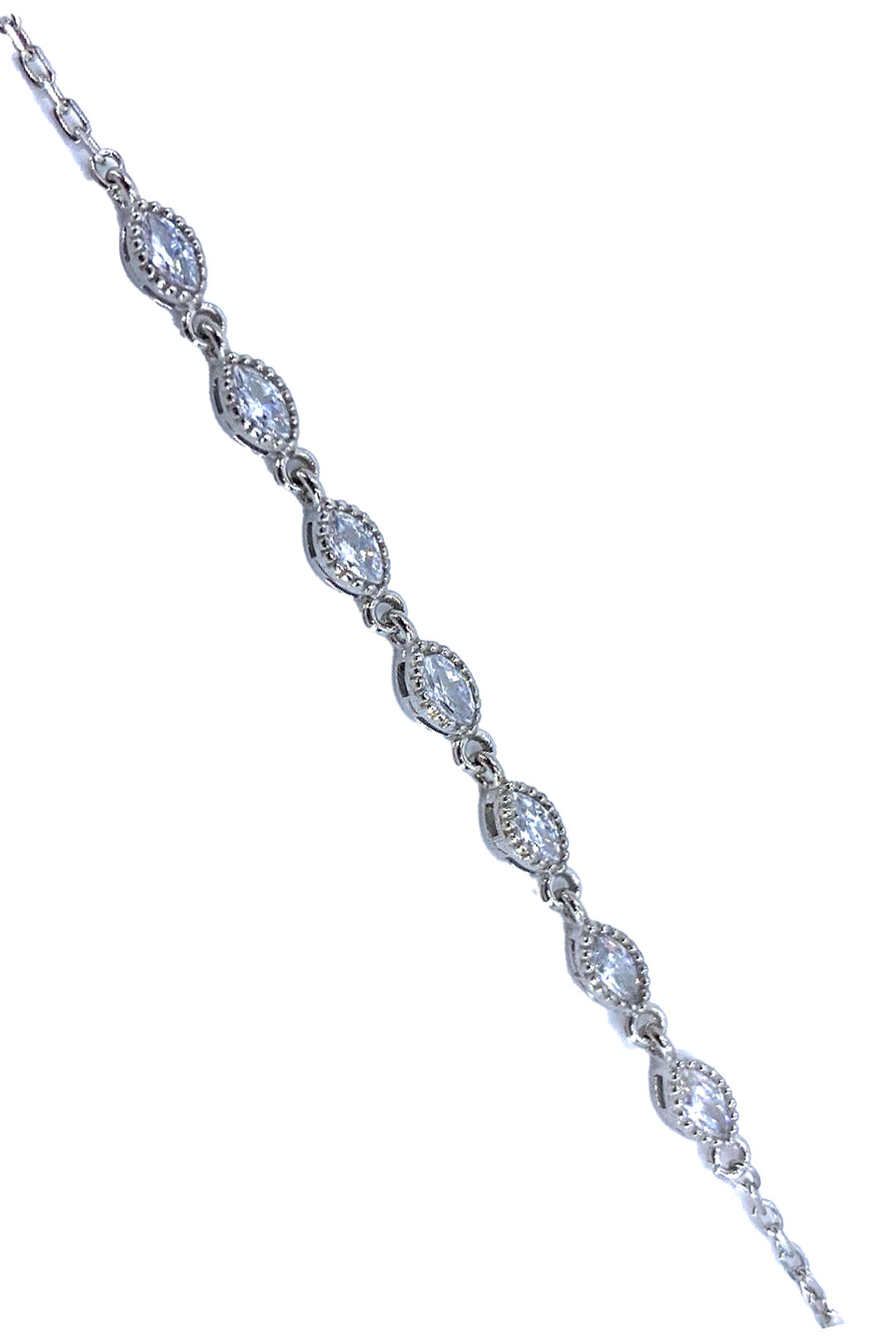 Tırtıklı Yedi Markiz Gümüş Halhal