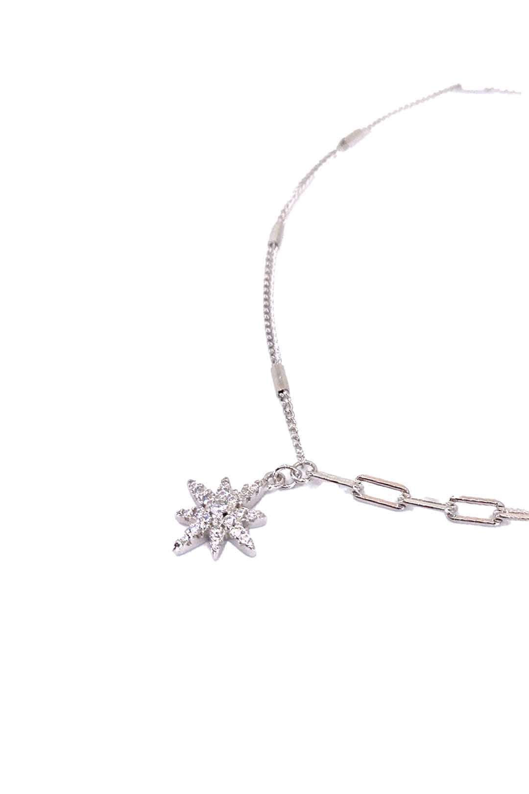 Geo ve Düz Zincir Kuzeyyıldızı Gümüş Halhal