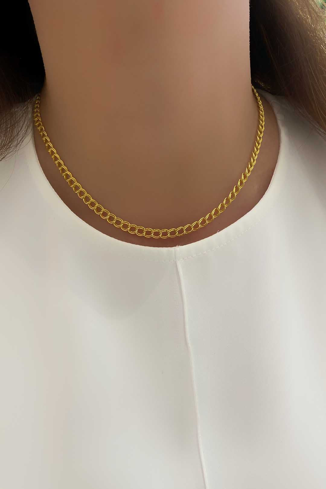 Taşsız İçiçe İki Çember Choker Kolye 40 cm