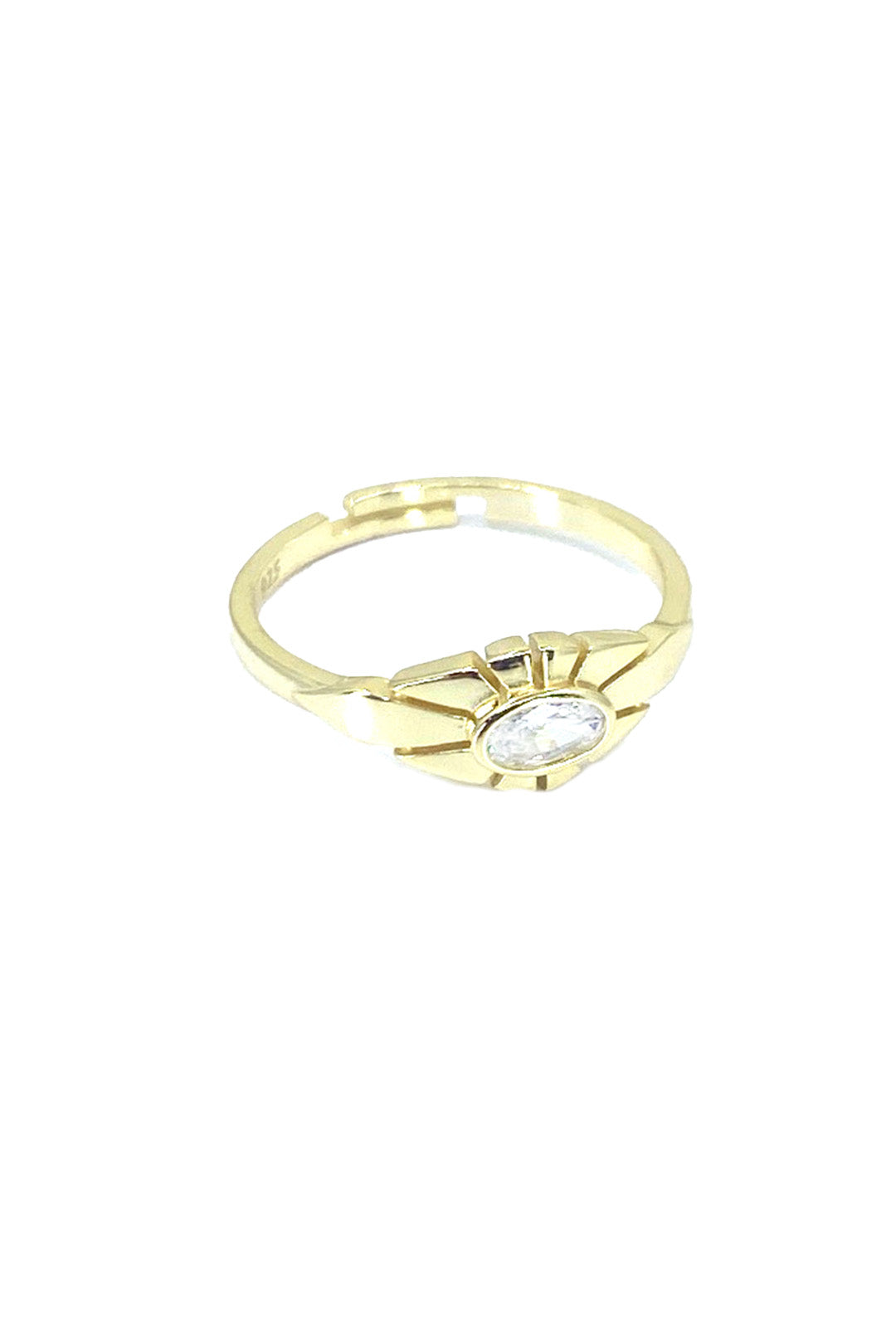 Minimal Oval Tektaş Göz Gümüş Yüzük