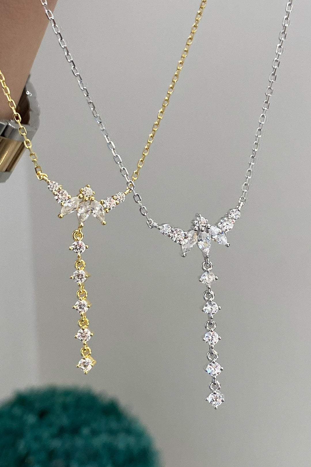 Üç Markiz Suyolu Gümüş Y Kolye