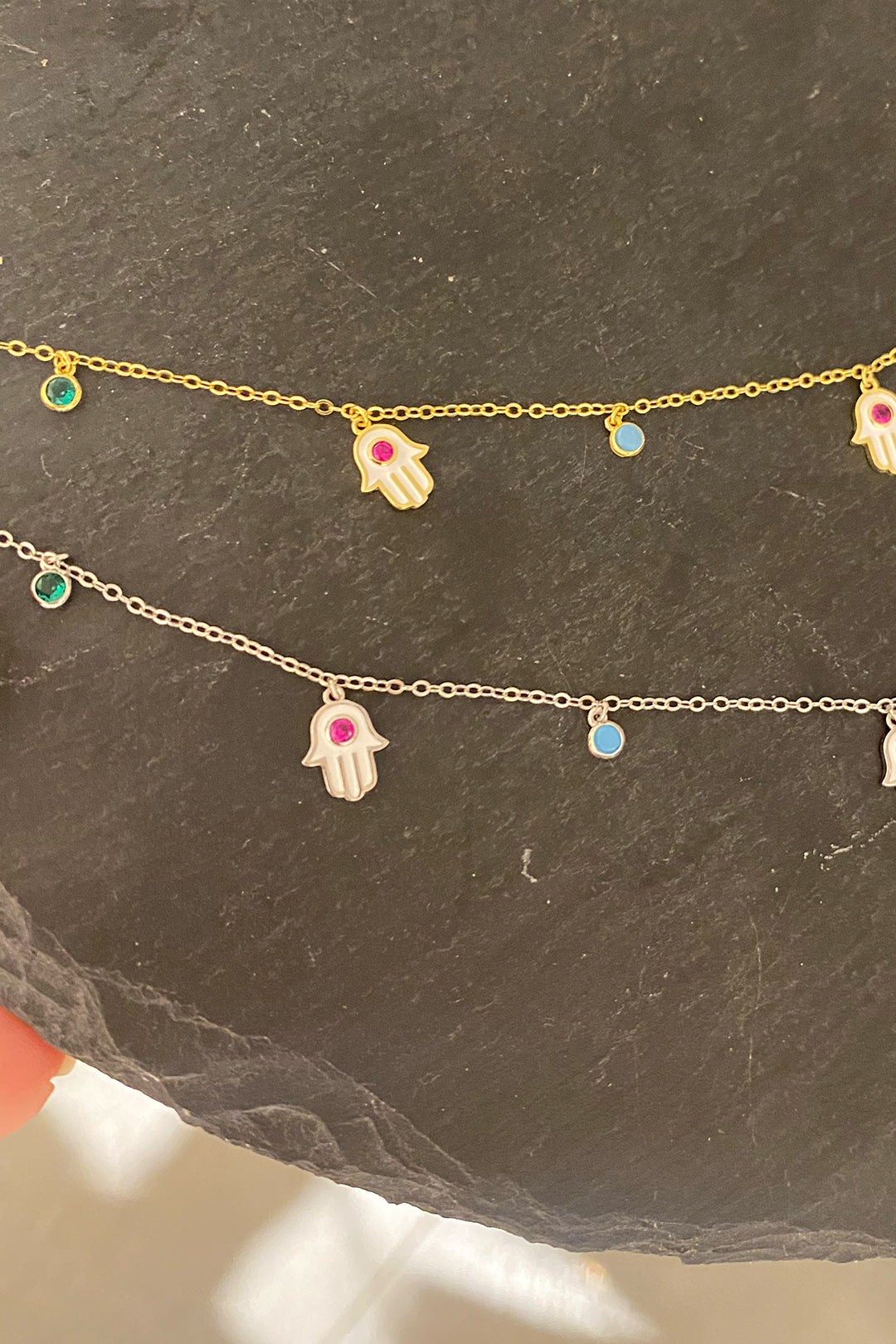 Renkli Tohum Ve El Gümüş Halhal