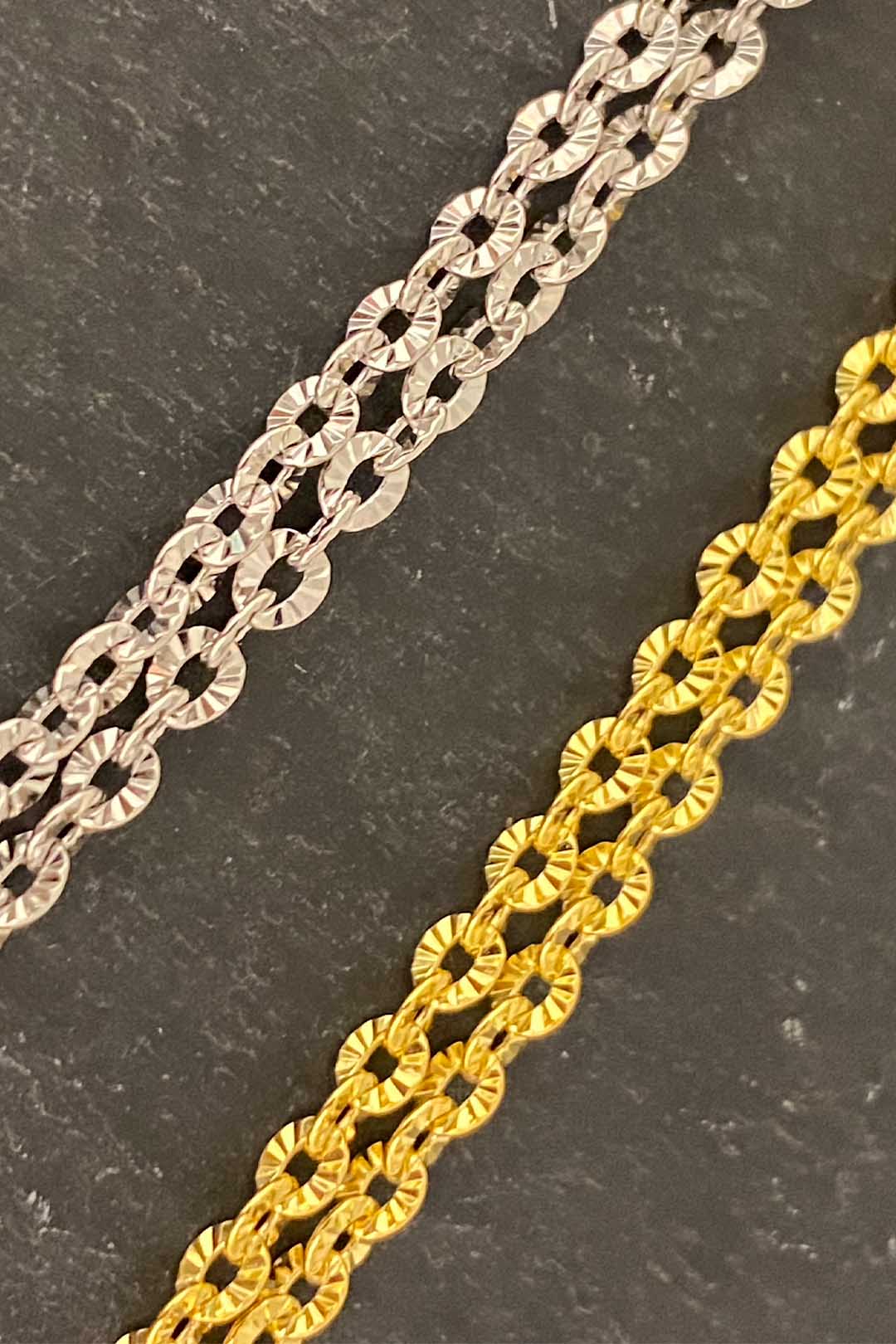 Tırtıklı Çember Gümüş Zincir Kolye 60 cm