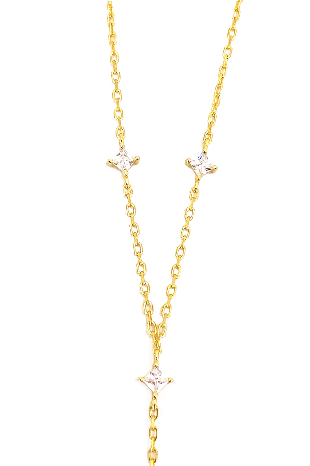 Beş Kare Taşlı Gümüş Y Kolye