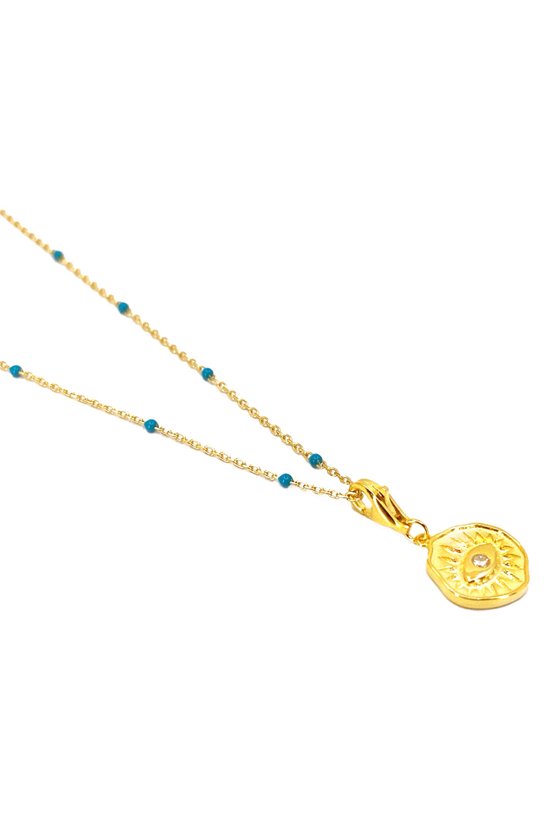 Turkuaz Mineli Göz Detay Gümüş Kolye