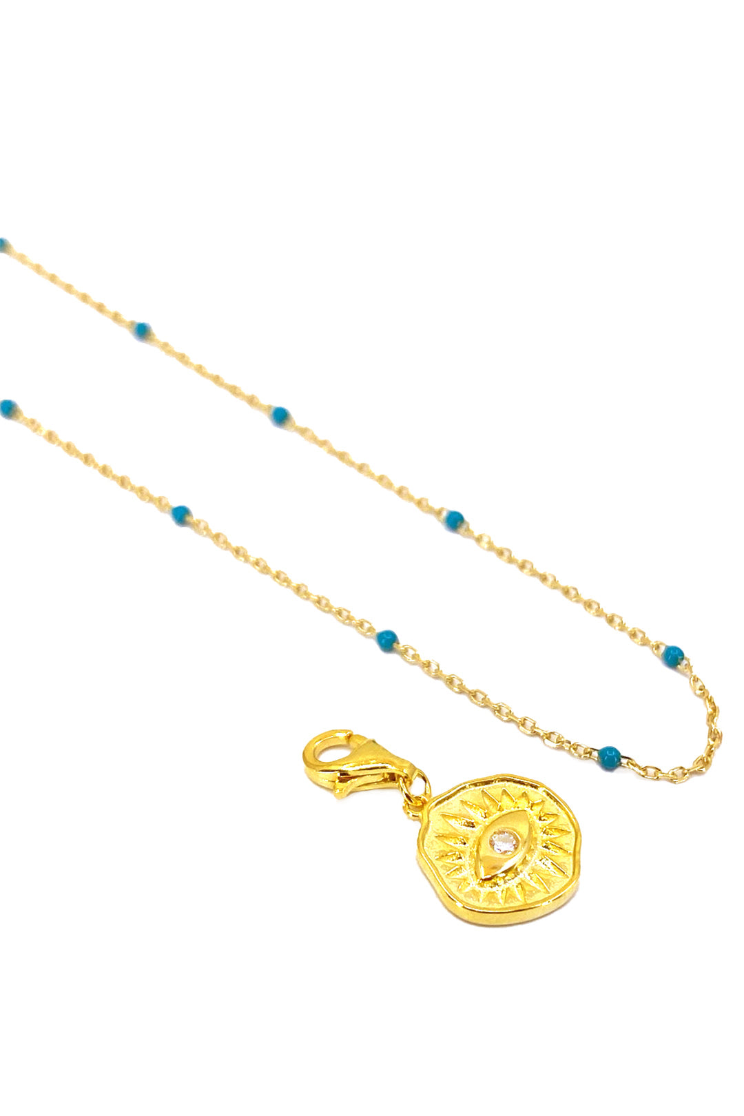 Turkuaz Mineli Göz Detay Gümüş Kolye