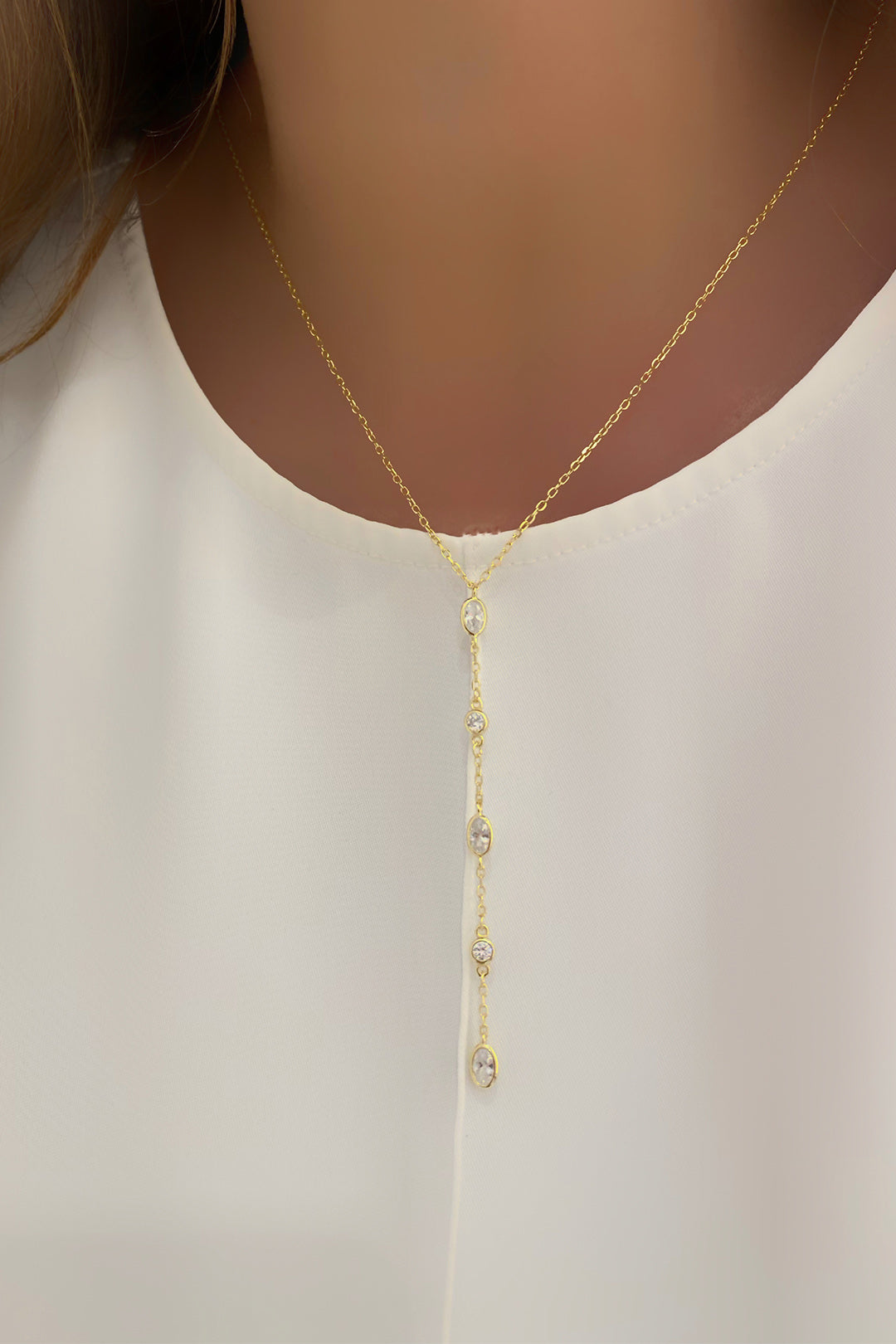 Üç Oval İki Tohum Gümüş Y Kolye