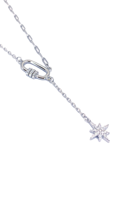 Kutupyıldızı ve Kanca Kilit Gümüş Y Kolye