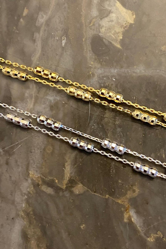 Üç Top Fasetli İkili Gümüş Bileklik