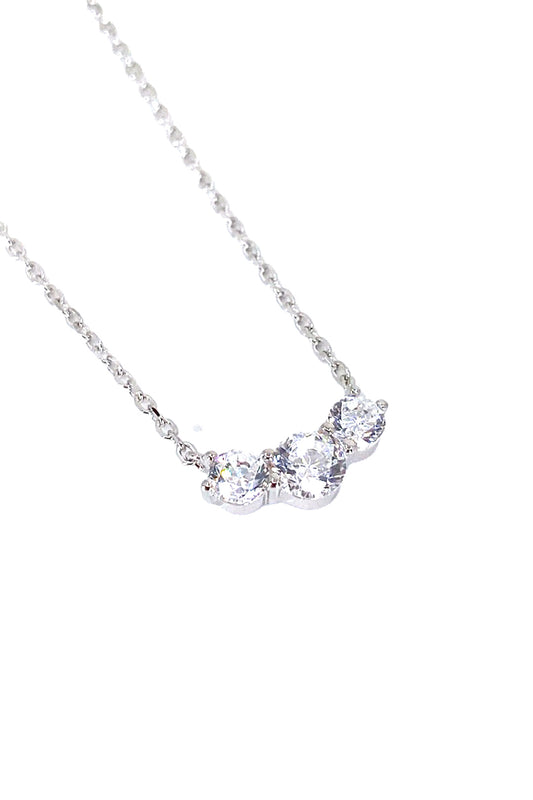 Mix Üç Yuvarlak Taş Yay Gümüş Kolye